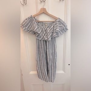 Girl Krazy XS Vertical Striped Off The Shoulder Dress with Pockets